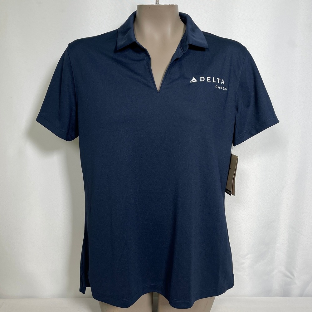 Delta Cargo Employee Nike Navy Blue Performance Polo Shirt Women's LARGE NWT